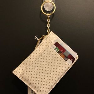 White Mini Wallet w/ Gold Dot Pattern